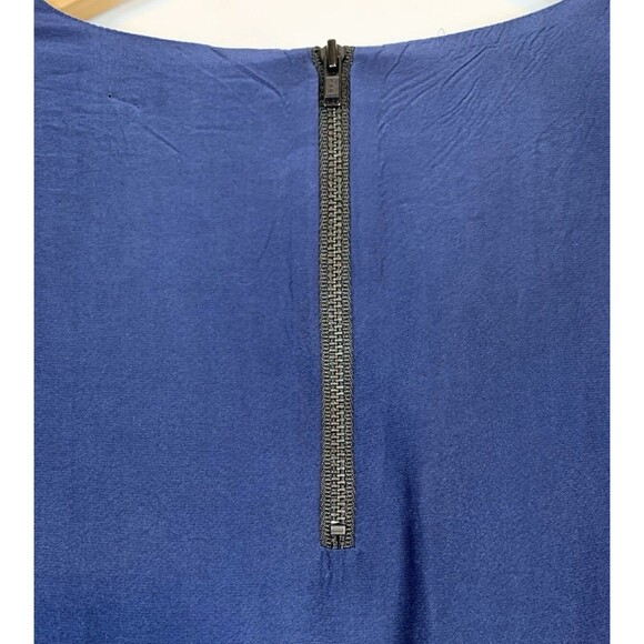 Madewell Silk Blend Blue Black Color Block Sheath Dress Exposed Back Zipper XS - Picture 3 of 10